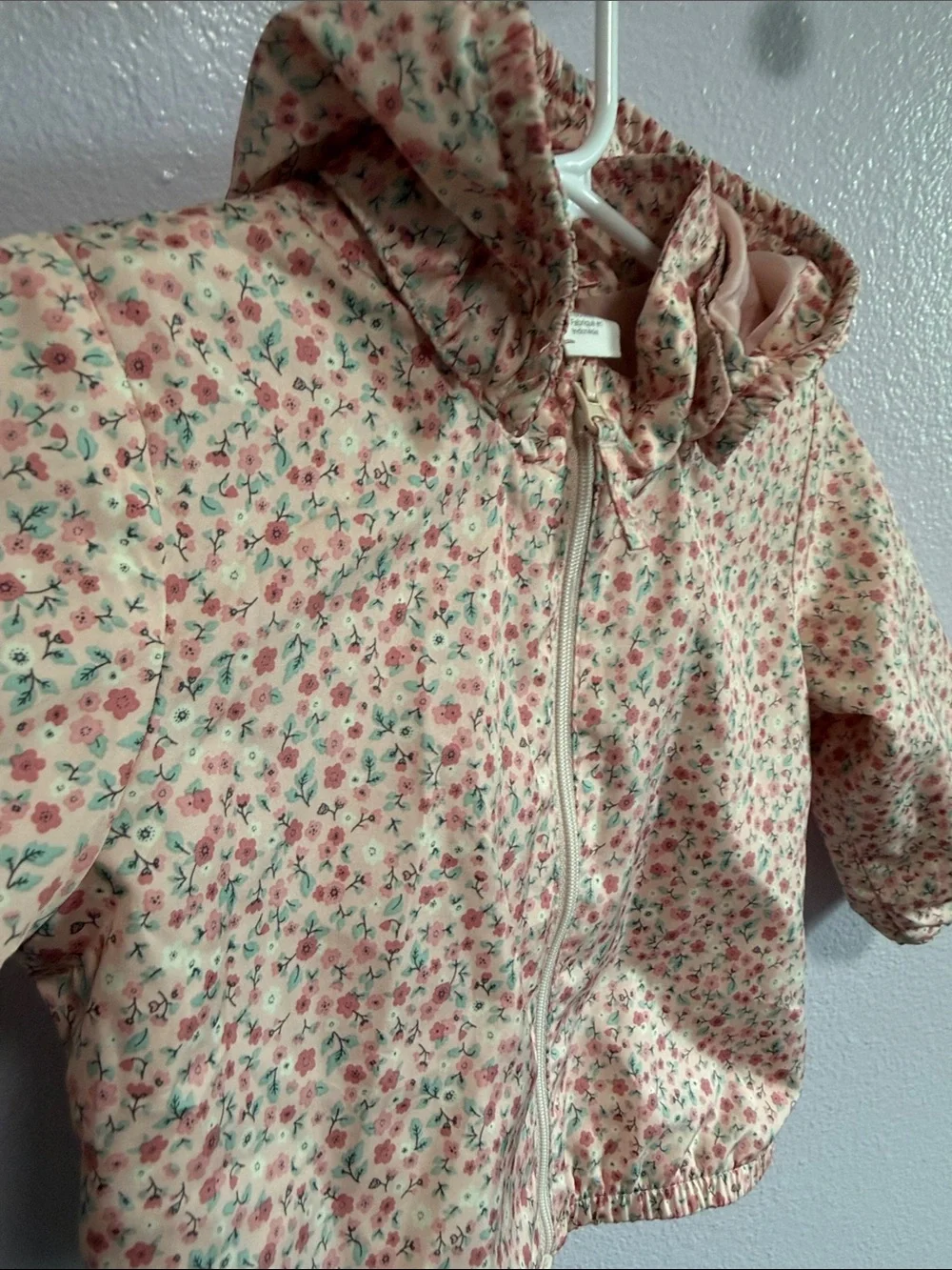 H&M Pink Floral Hooded Raincoat for Baby Girl